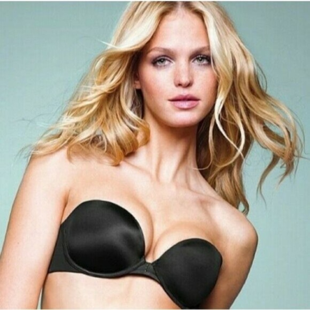 Victorias Secret Biofit Multi-Way Black Padded Strapless Bra size 32B
